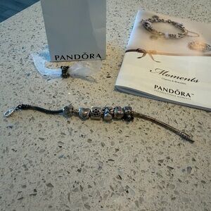 Pandora Silver Charm Bracelet with 7 charms